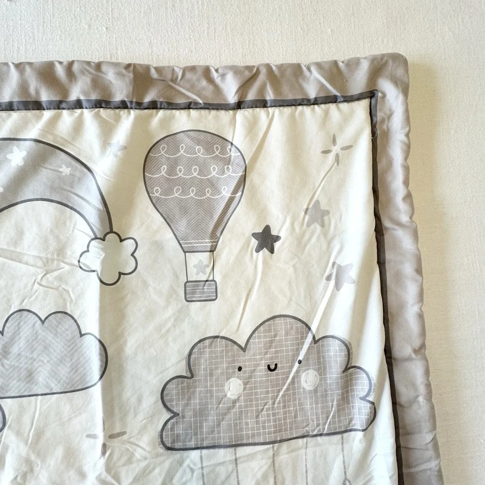 Celestial Moon Planet Sun Clouds Sky Baby Crib Blanket Gray Monochrome Comforter